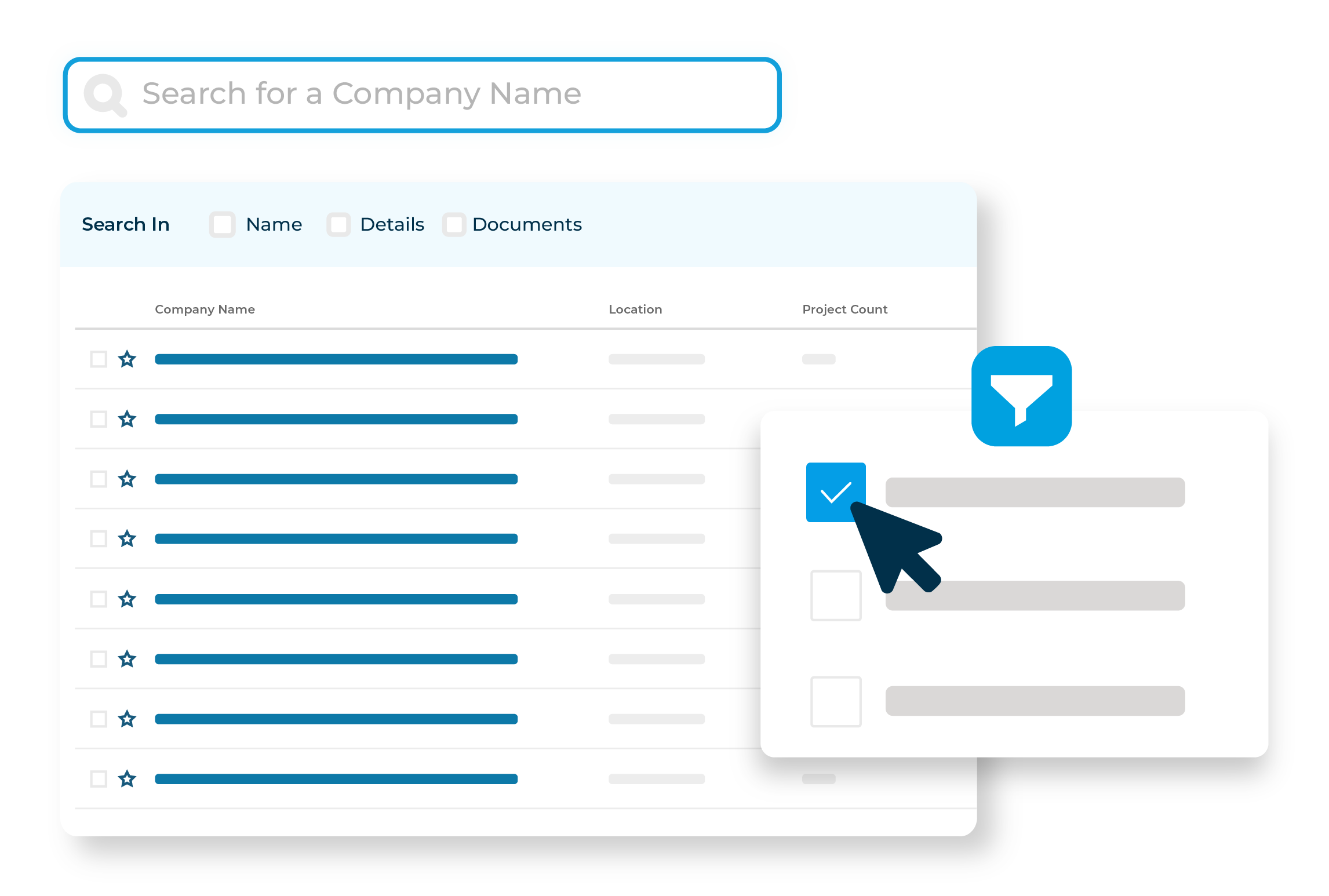 Powerful construction project search with advanced filters to find high-value project leads efficiently.